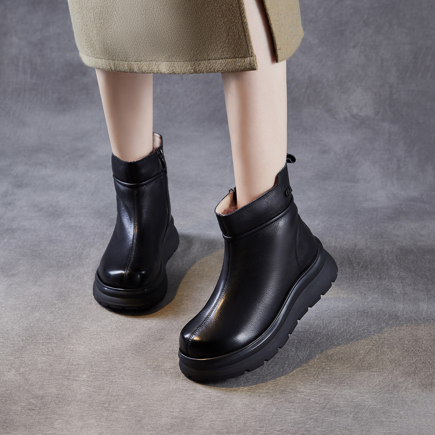 真皮厚底抗寒保暖羊毛雪地靴女