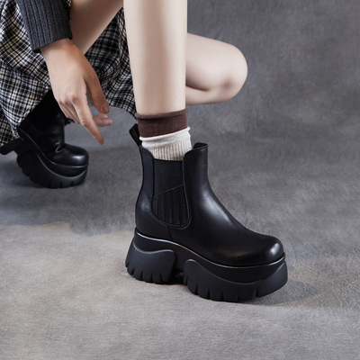 真皮小个子厚底增高9CM马丁靴女