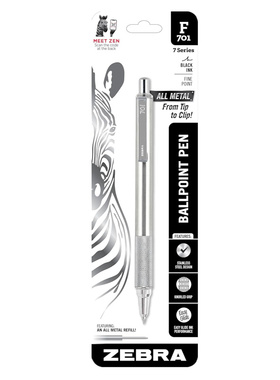 ZEBRA斑马F-701 402  301不锈钢金属杆按压圆珠笔0.7  1.6mm笔芯