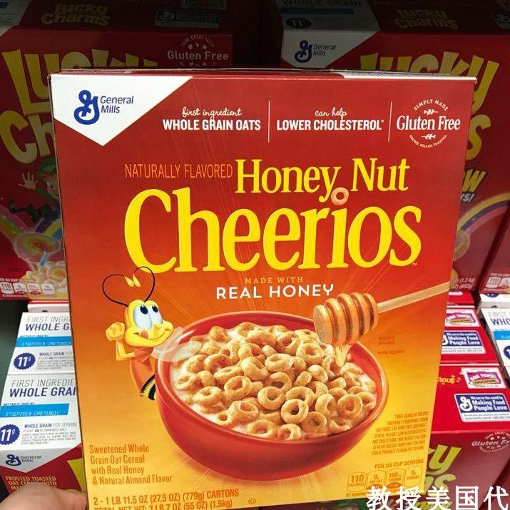 美国代购通用磨坊cheerios蜂蜜燕麦圈甜麦圈即食冲饮谷物 现货