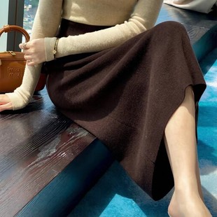 中长款包臀裙女秋冬款加厚纯羊毛针织半身一步裙高腰修身显瘦