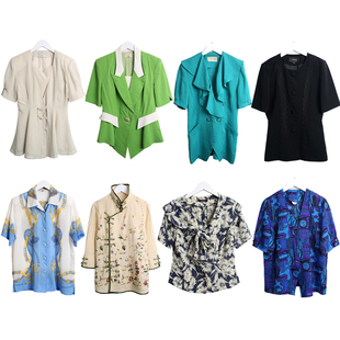 日制古着vintage复古纯色大翻领衬衫 掐腰上衣011 孤品尖货港风修身