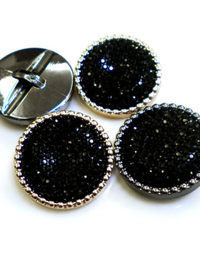 枪黑边黑色满天星镶钻大衣毛衣扣子 风衣外套纽扣 大号25/30/34MM