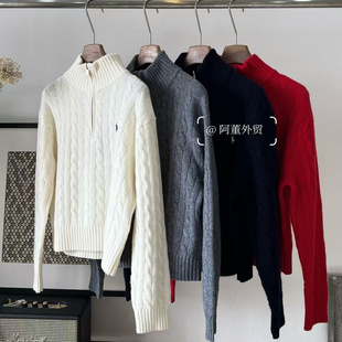 「阿董外贸」秋冬气质女士软糯舒适半拉链暖和厚实针织衫羊毛衫