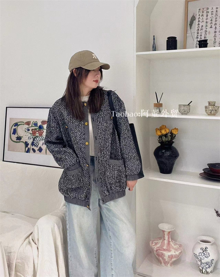 粗花羊毛休闲百搭小香风外套女