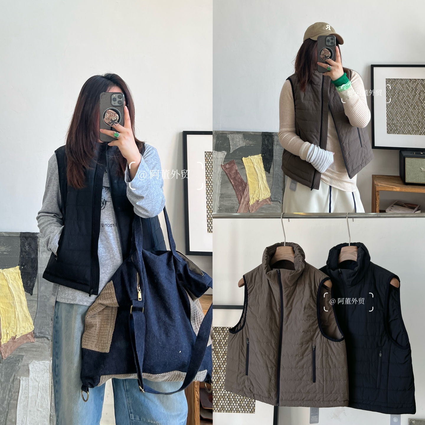 休闲宽松版百搭立领棉马甲