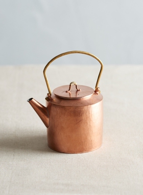 日本金工师奥泽华手工锤目铜壶 手作茶壶 茶漏