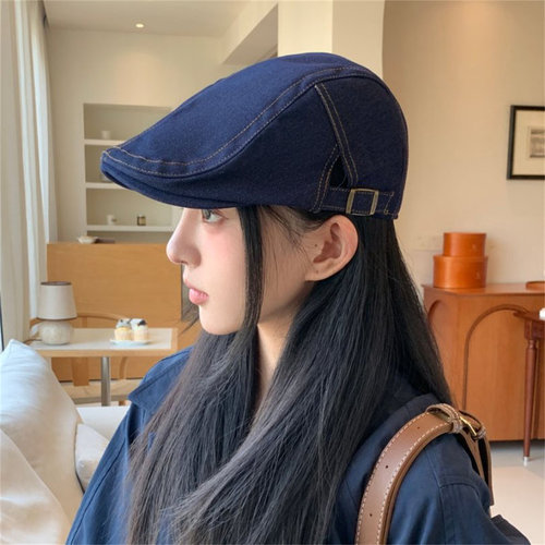 新款纯色简约牛仔前进帽女气质潮