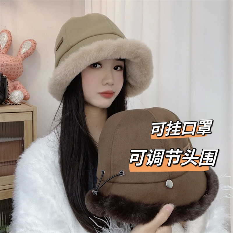 秋冬加绒渔夫帽子女出游保暖防寒显脸小宽檐可挂口罩毛绒盆帽休闲,服饰配件/皮带/帽子/围巾,帽子,淘宝优惠券,粉丝福利购,淘宝优惠卷