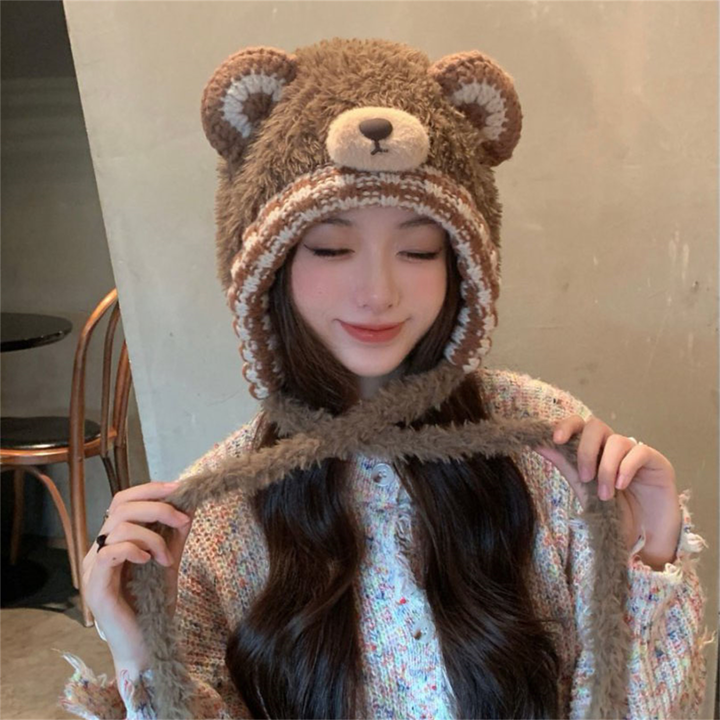 小熊耳朵保暖护耳包头帽秋冬新款