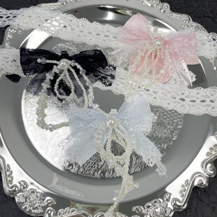 新款超仙可爱甜美少女高级感蕾丝蝴蝶结鞋带扣芭蕾风德训波鞋配饰