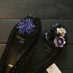 现货heavenlyjelly果冻鞋配饰洞洞鞋花透明水晶鞋装饰品亮片鞋扣