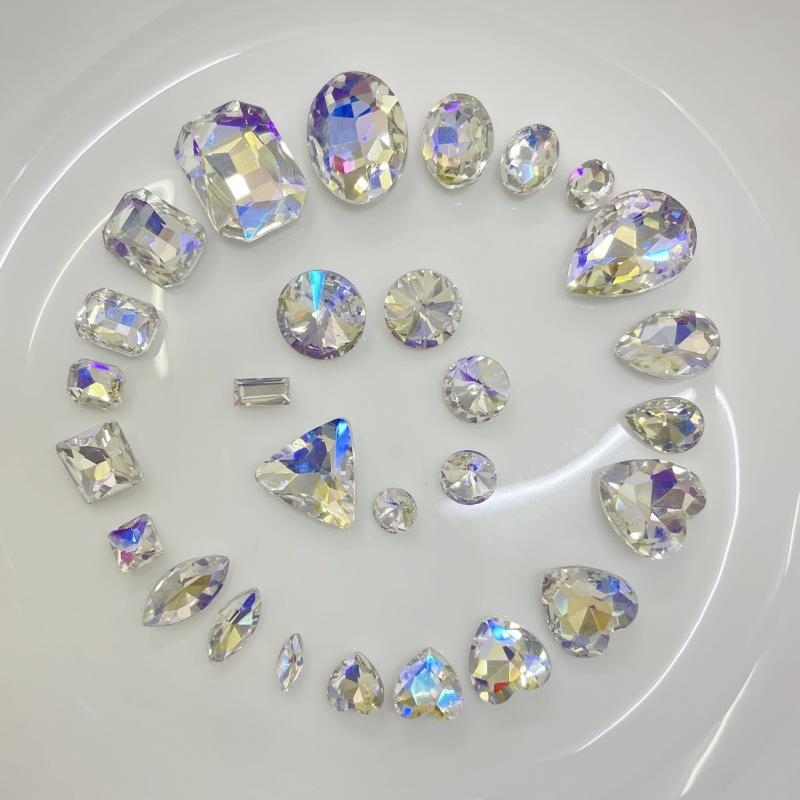 新月光色高档异形钻尖底水晶玻璃大锆石手机壳美容水钻DIY材料包