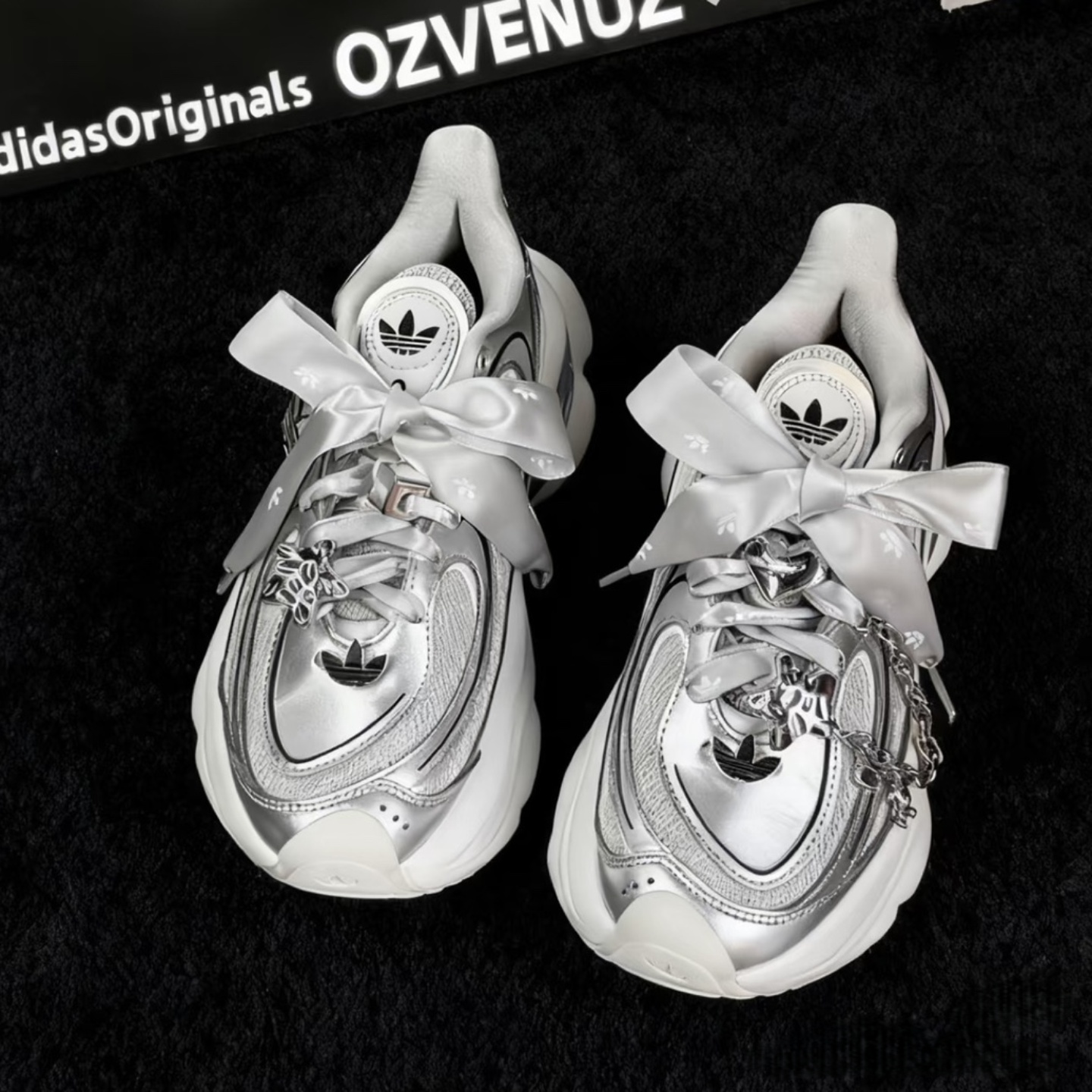 阿迪三叶草老爹鞋运动鞋时尚鞋扣配饰装饰鞋面配件银系百搭鞋带扣