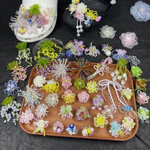 新款韩式超前洞洞鞋配饰珍珠蝴蝶串珠立体花朵重工crocs鞋花鞋扣