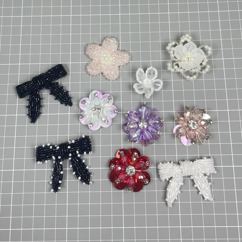 服装配饰手工钉珠黑白同款蝴蝶结