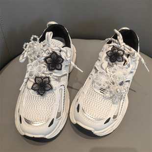 适配老爹鞋新款欧美简约鞋带扣波鞋百搭芭蕾风蝴蝶鞋花配件运动鞋