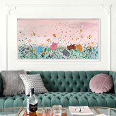 饰画 奶油风轻奢厚机理客厅卧室高级装 嬉戏小象 志明原创手绘油画