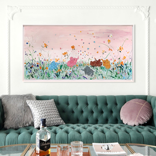 嬉戏小象 志明原创手绘油画 奶油风轻奢厚机理客厅卧室高级装饰画