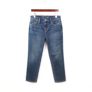 女2024款 子春秋烟管裤 200斤大码 小个子裤 89分裤 男友风直筒牛仔裤