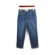 胖mm大码 2025春深蓝外单小个子高腰宽松小直筒9分裤 老爹牛仔裤 女