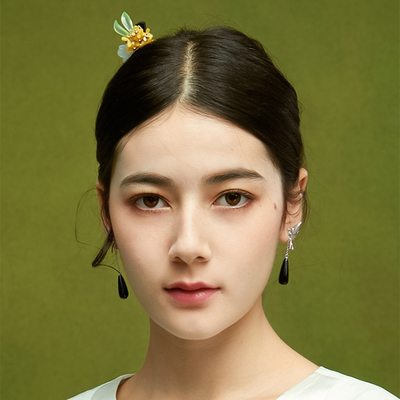 落月｜华裔千金系列｜玛瑙银质燕型耳坠