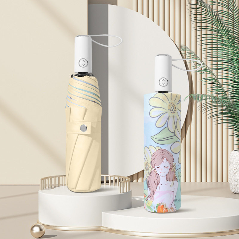 广告伞女自动彩胶双层遮阳折叠忆柔蕉下太阳伞防紫外线晴雨伞怎么样,好用不?
