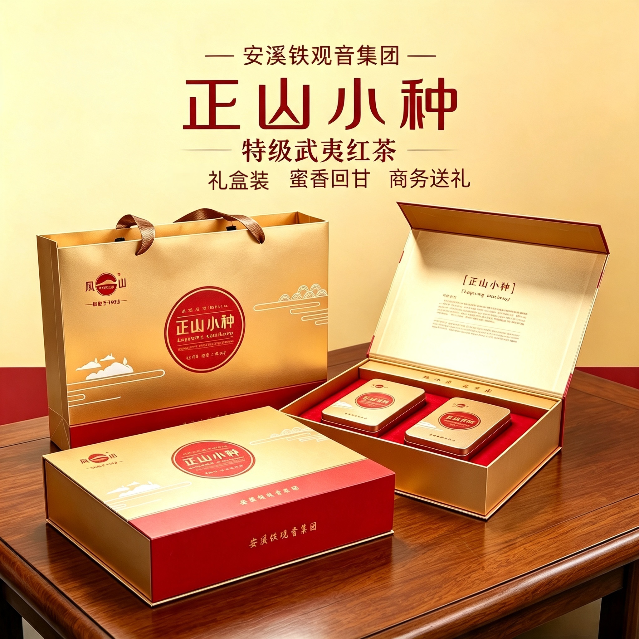 凤山茶叶 武夷红茶正山小种红茶桐木关红茶袋装AZ800礼盒180g送礼