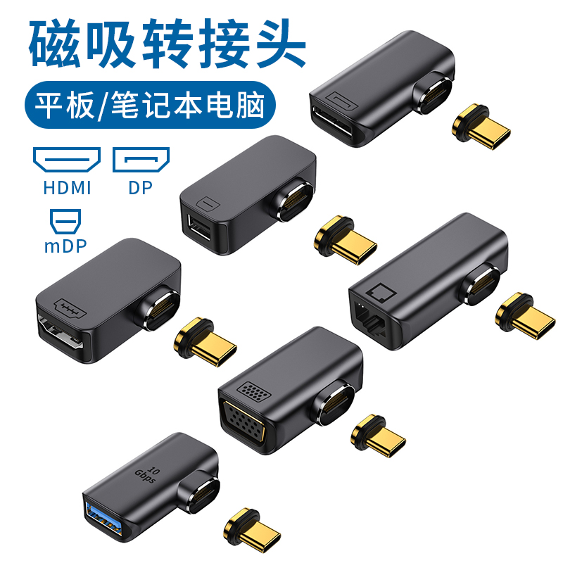 HDMI磁吸转接头VGA高清4K投屏mDP