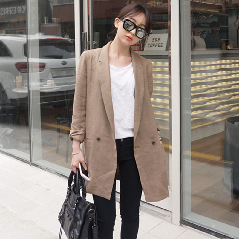 new pattern Flax Small suit 2019 Korean Edition Mid length version Cotton and linen suit leisure time Easy Large Little coatin the Women's clothing/Boutique , Suit  category - from Buy2taobao.com to provide professional Taobao agent buy service