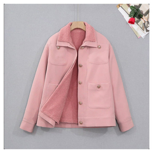 可脱卸内胆颗粒绒夹棉工装外套