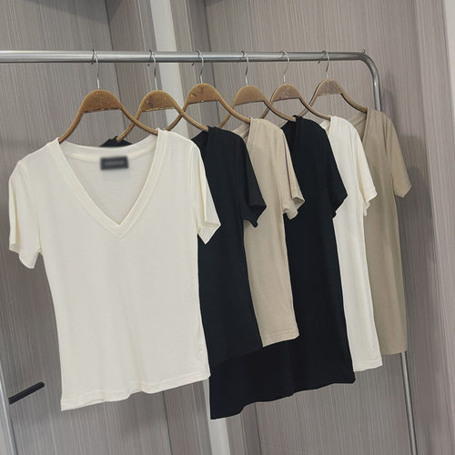 V领软糯绒质感修身/宽松版T恤