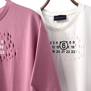 樊樊早安 字母镂空慵懒风短袖T恤女宽松百搭中长款上衣