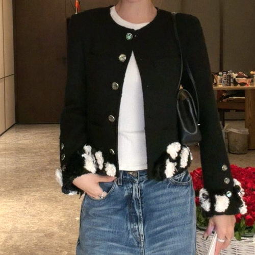 金高银GD同款小香风格纹外套