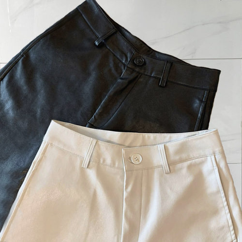 显瘦裤型秋冬随意搭五分皮裤