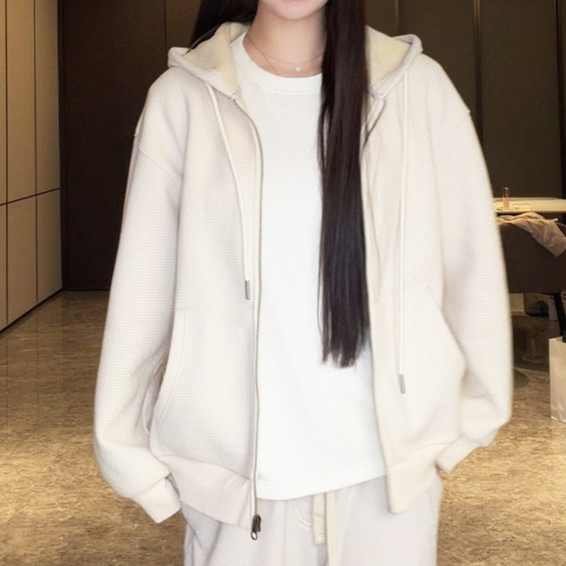 1/21「In Macau」实穿大版型 保暖内里仿羊羔绒华夫格卫衣外套,女装/女士精品,短外套,淘宝优惠券,粉丝福利购,淘宝优惠卷