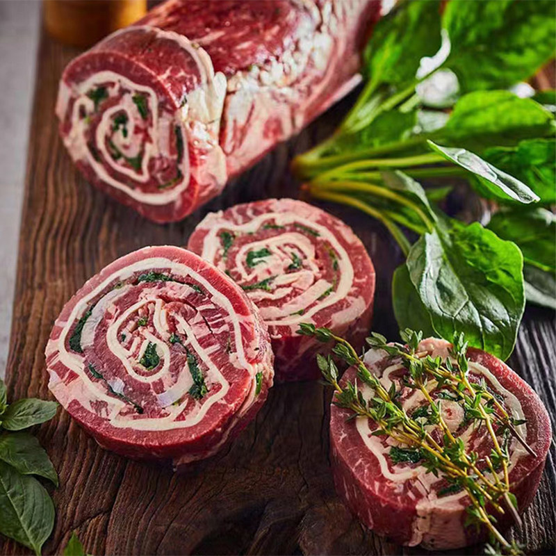 进口澳洲原料意式牛肉牛排风车卷牛肉卷儿童早餐夜宵6片原切冷冻