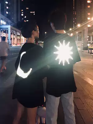 CCJE men's summer new couple loose top ins tide brand net red tide short-sleeved reflective T-shirt men