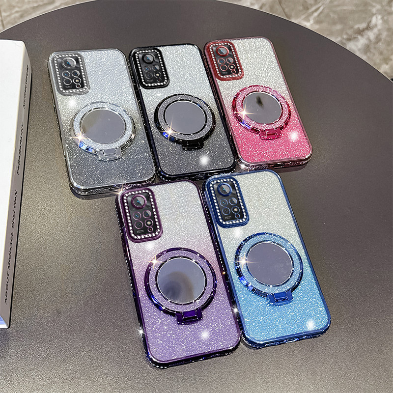 适用红米Note11s 4G/5G手机壳Note11pro国际版防摔保护套Note11 4G海外版硅胶软创意镜子支架卡通情侣男女款