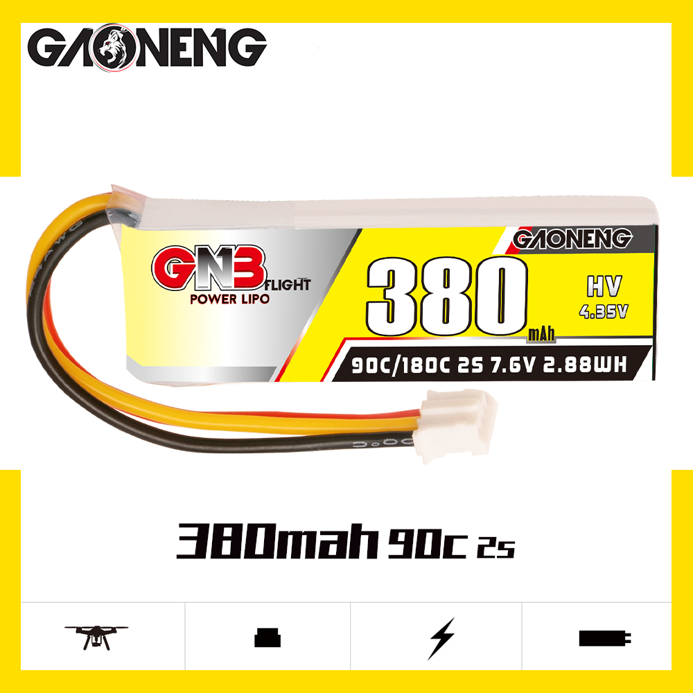 高能GNB 380mAh 2S 7.6V 90C HV 单边出线 适用于蚊车锂电池 玩具/童车/益智/积木/模型 遥控车升级件/零配件 原图主图