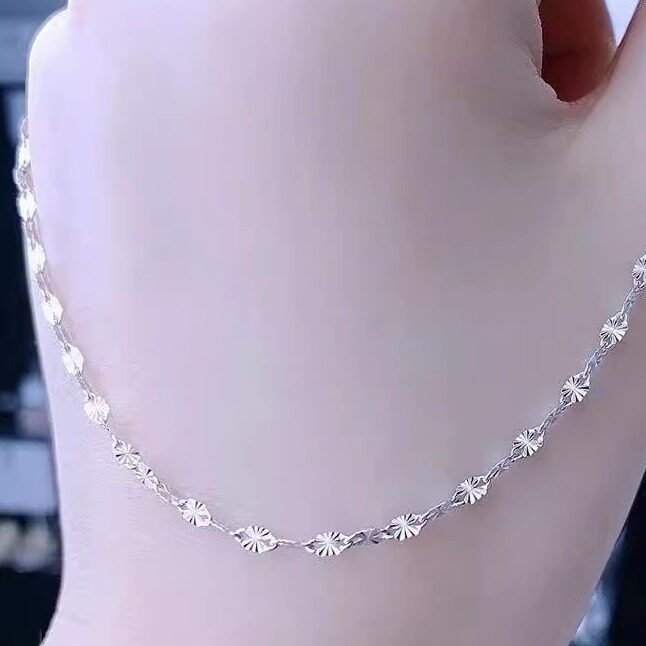 s925纯银雪花项链女款锁骨链气质时尚百搭单独链条可随意搭配无坠