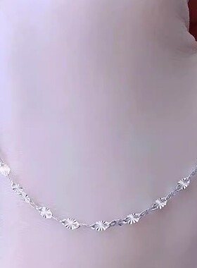 白金雪花纯银单独不掉色项链