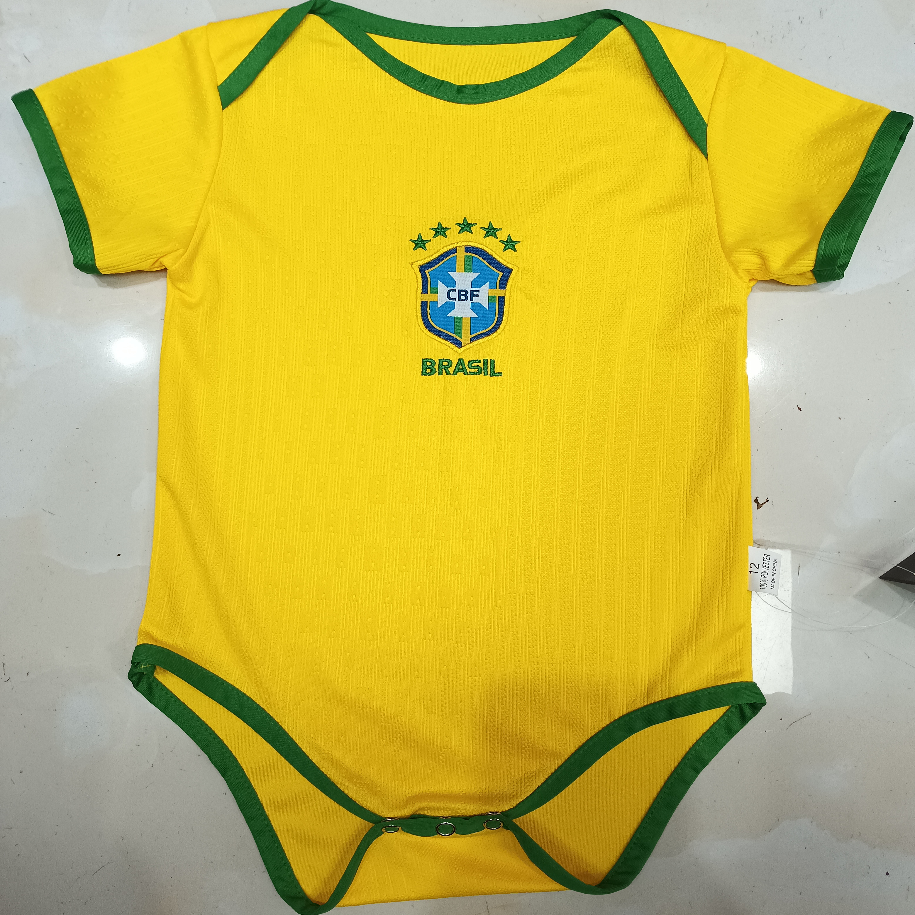 巴西队婴儿足球服哈衣内马尔10号连体三角爬服速干自定义名字印制