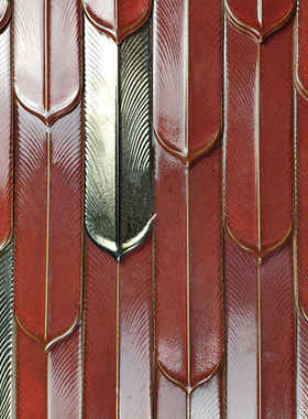 中国风立体羽毛砖复古大红色金属釉手工砖现代简约纯色网红背景墙