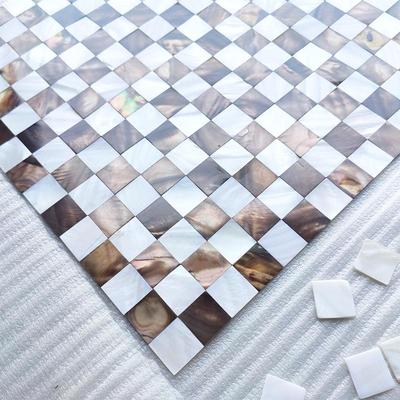 棋盘格贝壳马赛克混拼墙贴