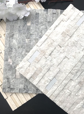 天然石材马赛克电视背景墙白色断面立体文简约金属大理石瓷砖墙贴