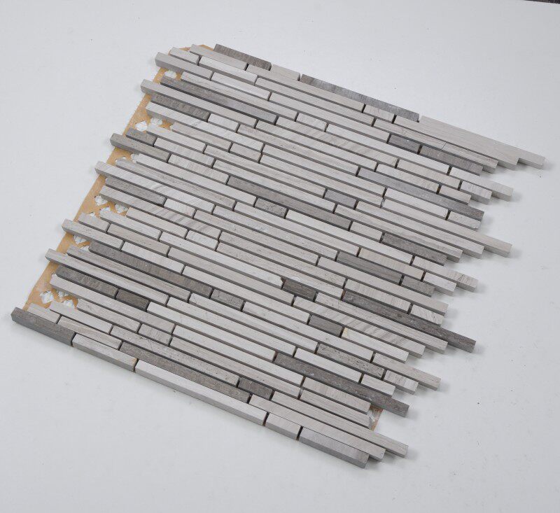 灰木纹雅典灰天然大理石石材马赛克瓷砖长短条酒店卫生间淋浴房背