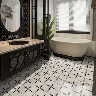 大理石马赛克石材水刀拼花卫生间民宿酒店地面浴室法式风别墅装修