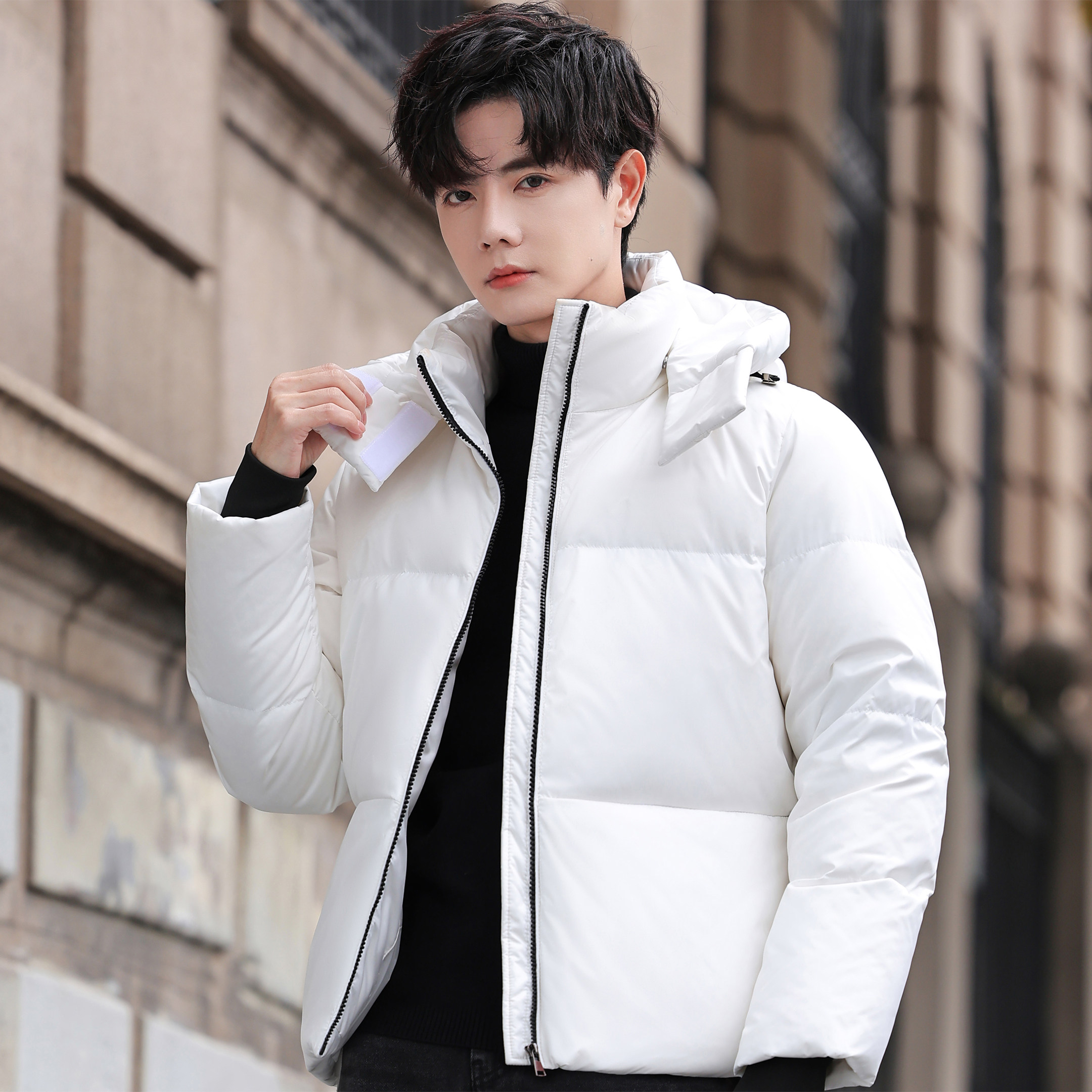 羽绒服小个子连帽学生短款外套