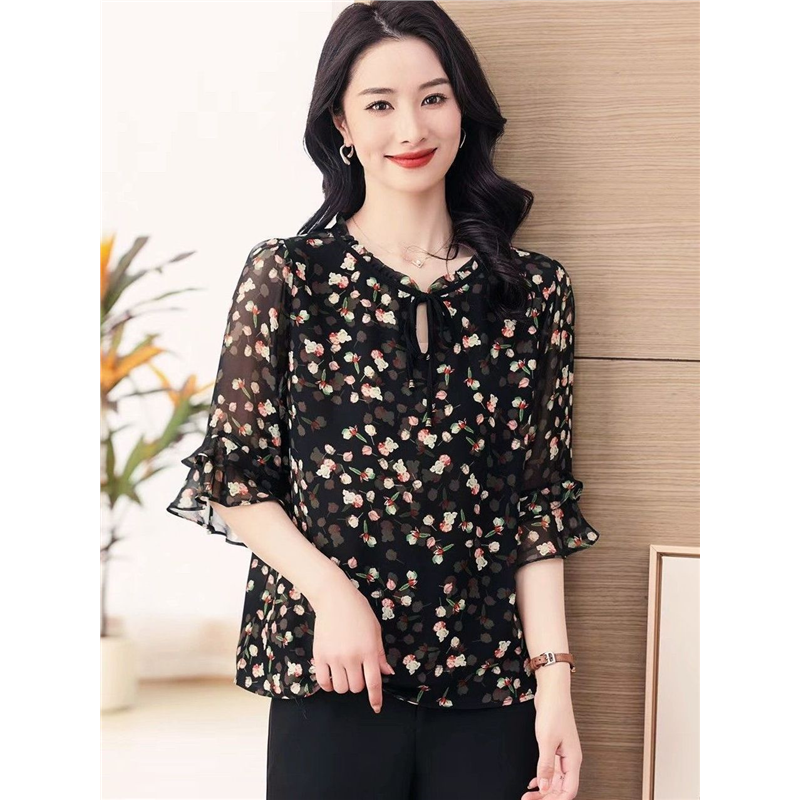 【有内衬】上衣时尚气质套头碎花女新款高档简约百搭洋气小衫女